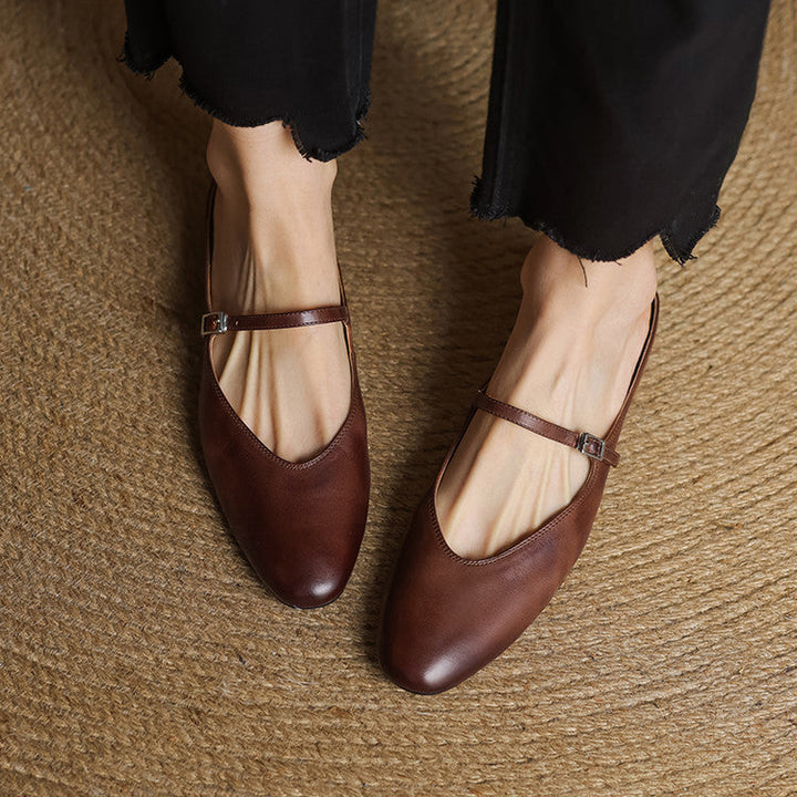 Bianca | Mary Jane Mules with Almond Toe