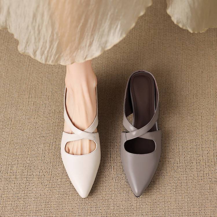 Ericka | Pointed Mules with Straps