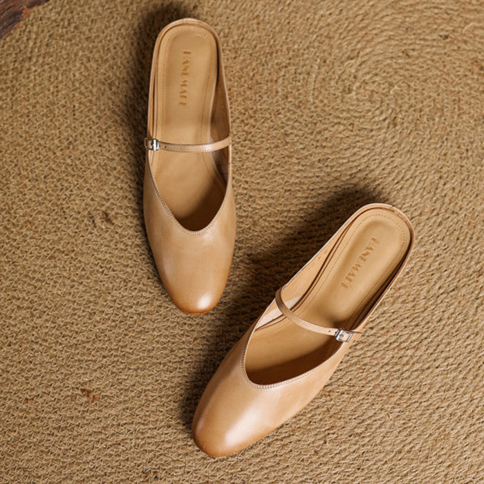 Bianca | Mary Jane Mules with Almond Toe
