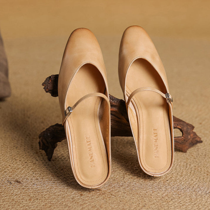 Bianca | Mary Jane Mules with Almond Toe