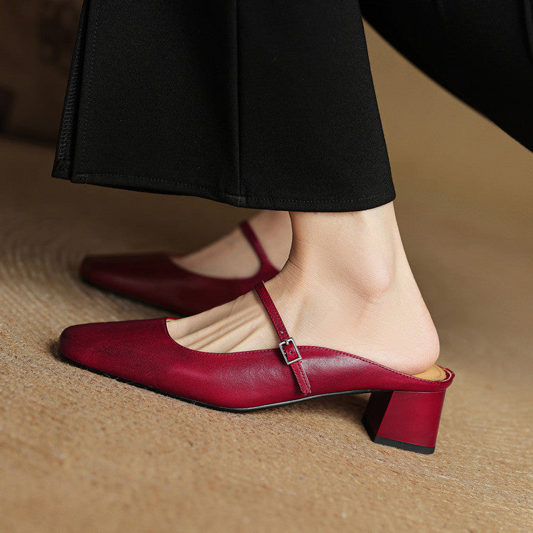 Italy | Square Toe Mary Jane Mules