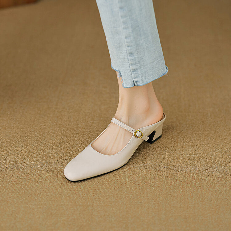 Manuela | Mary Jane Mules with Heel