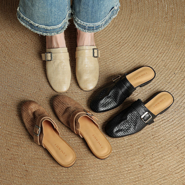 Angela | Woven Mules with Buckle