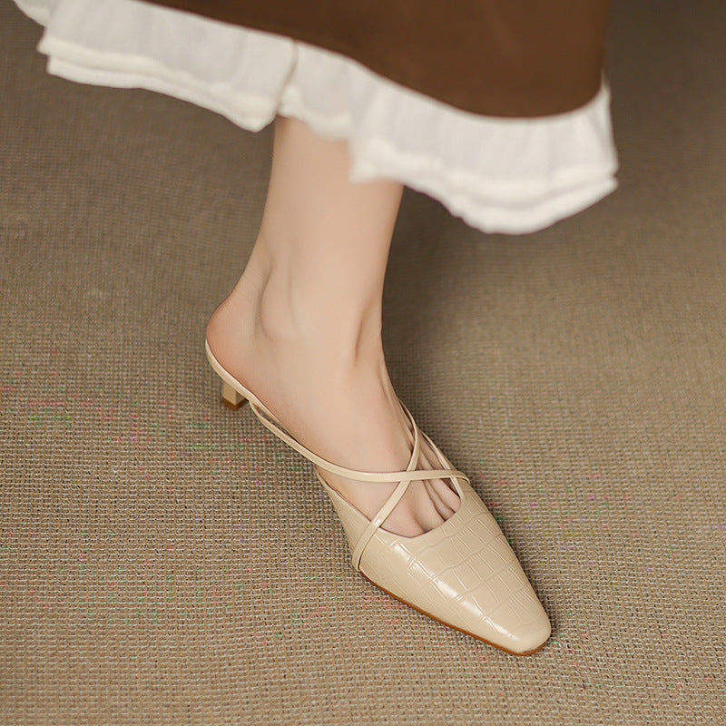 Cris | Pointed Mules with Crossed Straps