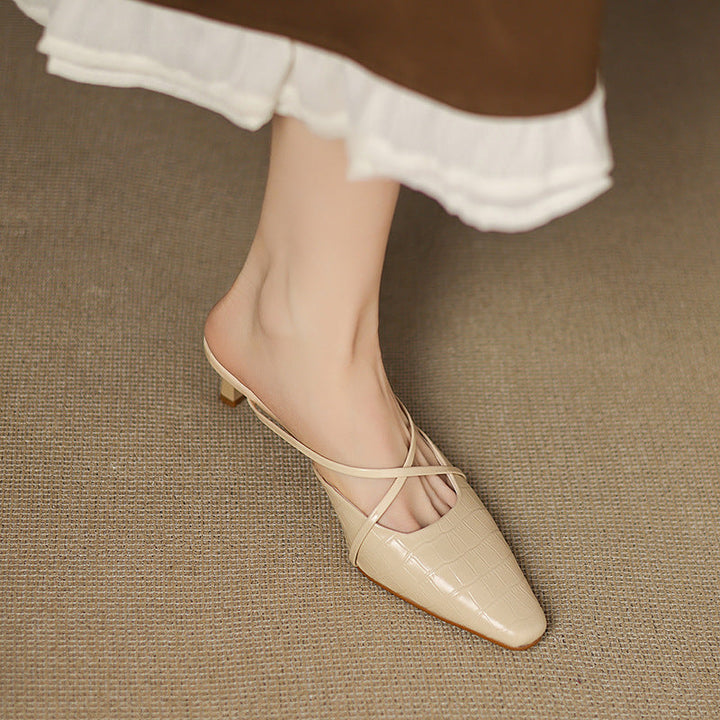 Cris | Pointed Mules with Crossed Straps