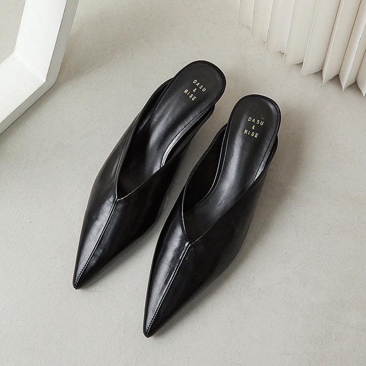 Caterina | Pointed Mules with V-Neck