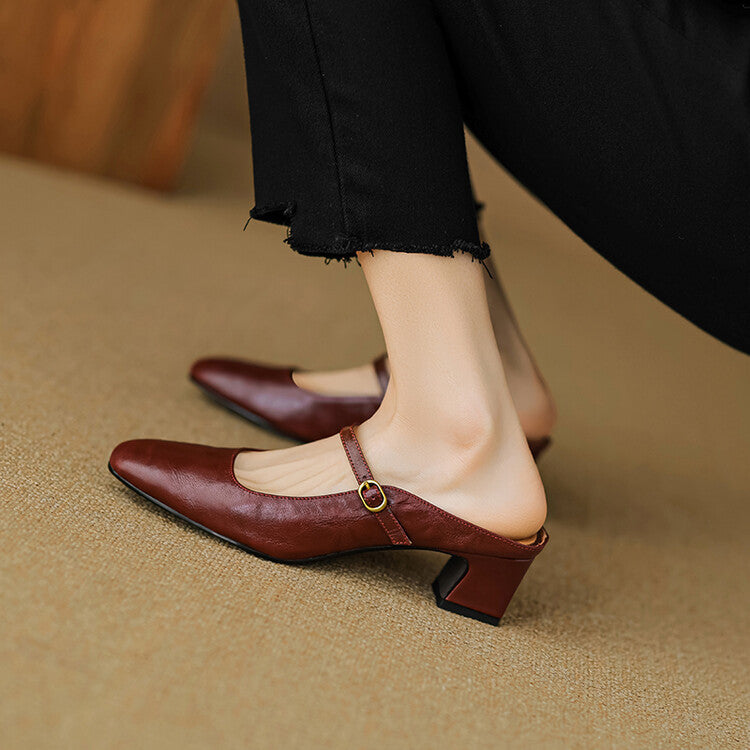 Manuela | Mary Jane Mules with Heel