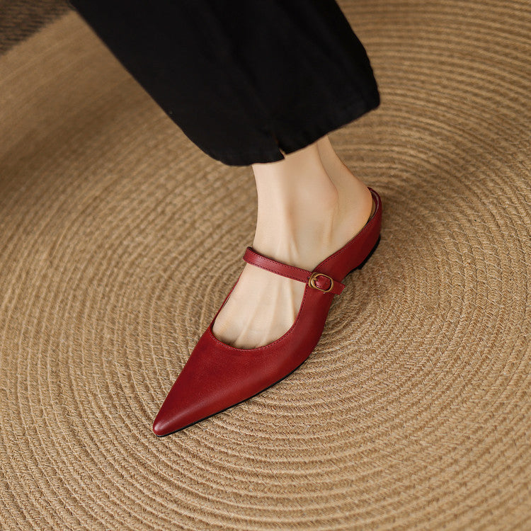 Luna | Mary Jane Mules with Pointed Toe