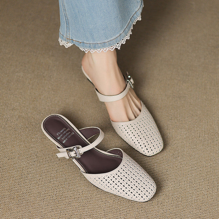 Lou | Perforated Mules with Strap