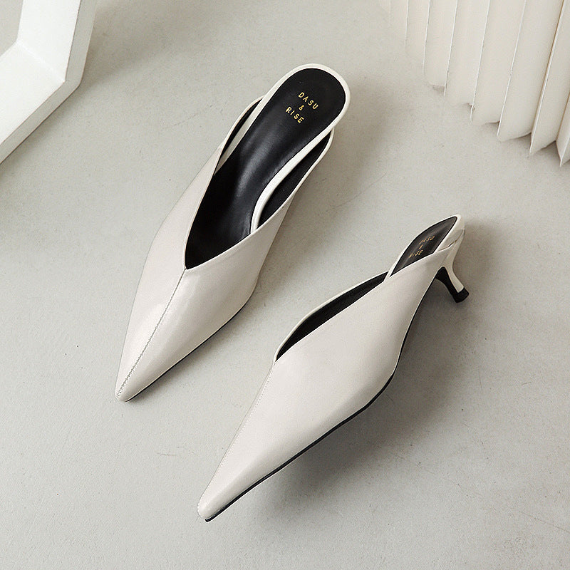 Caterina | Pointed Mules with V-Neck