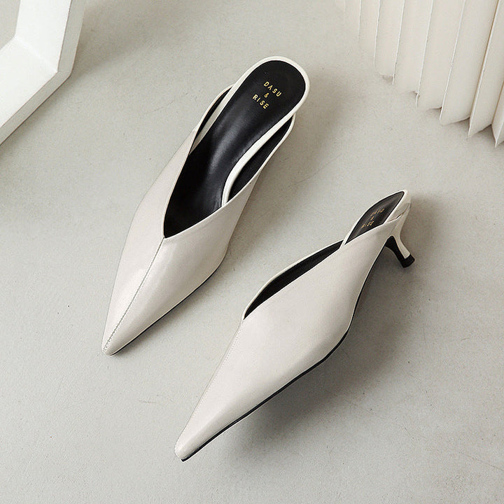 Caterina | Pointed Mules with V-Neck