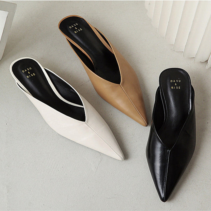 Caterina | Pointed Mules with V-Neck