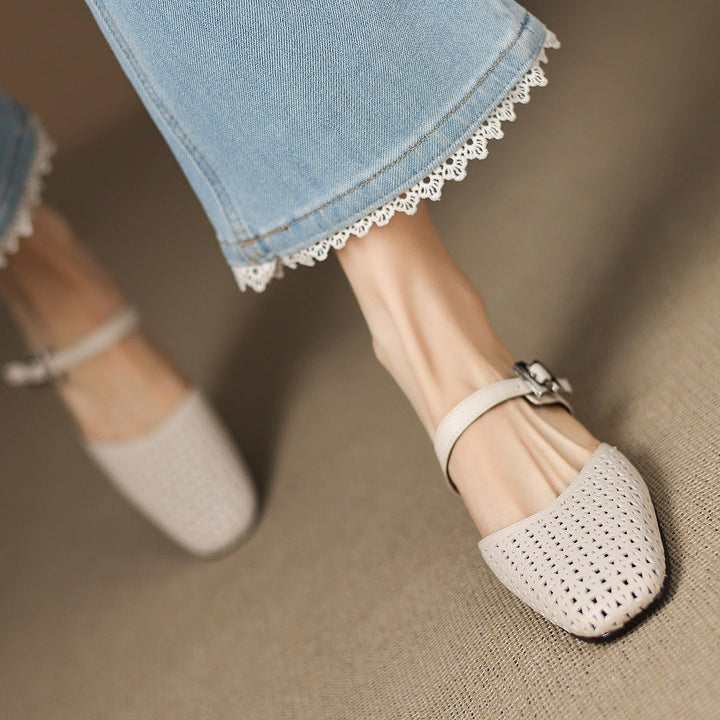 Lou | Perforated Mules with Strap