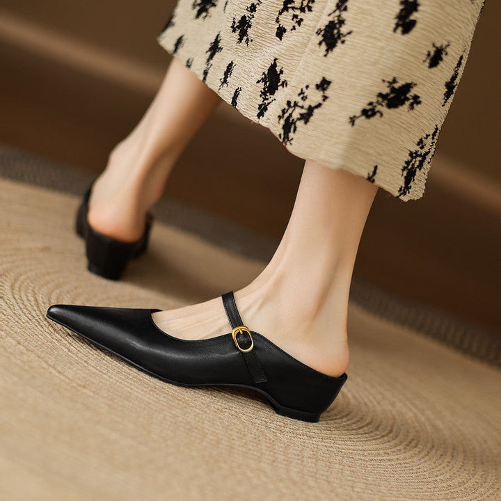Luna | Mary Jane Mules with Pointed Toe