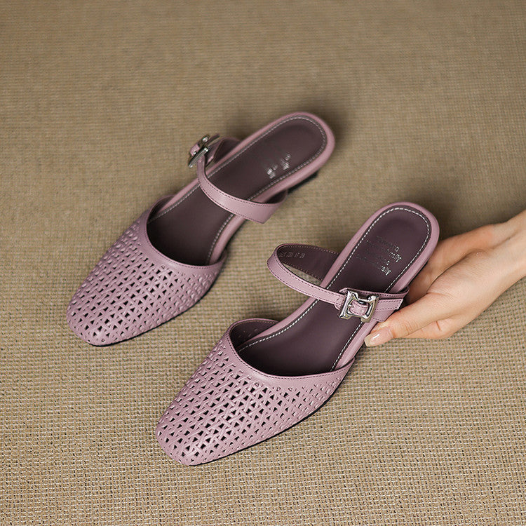 Lou | Perforated Mules with Strap