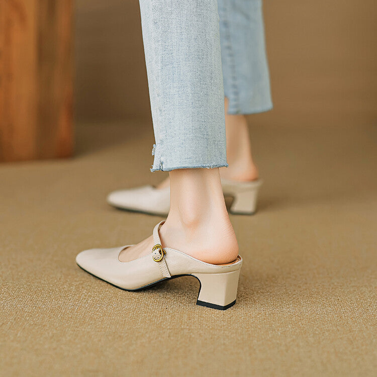 Manuela | Mary Jane Mules with Heel