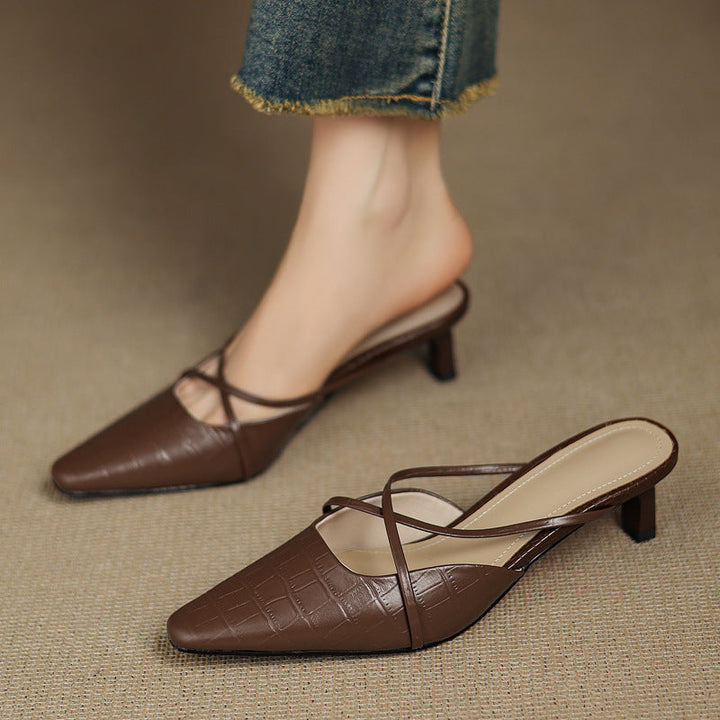 Cris | Pointed Mules with Crossed Straps