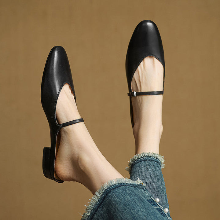 Bianca | Mary Jane Mules with Almond Toe