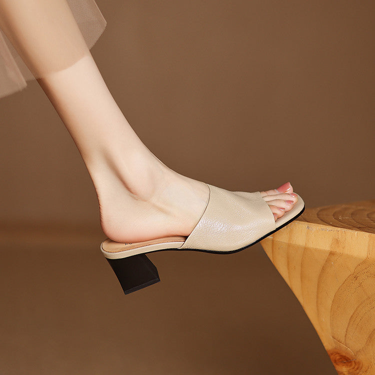 Julia | Open Toe Mules with Heel