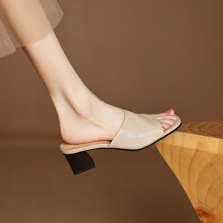 Julia | Open Toe Mules with Heel