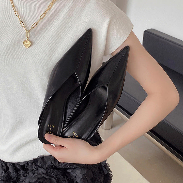 Caterina | Pointed Mules with V-Neck