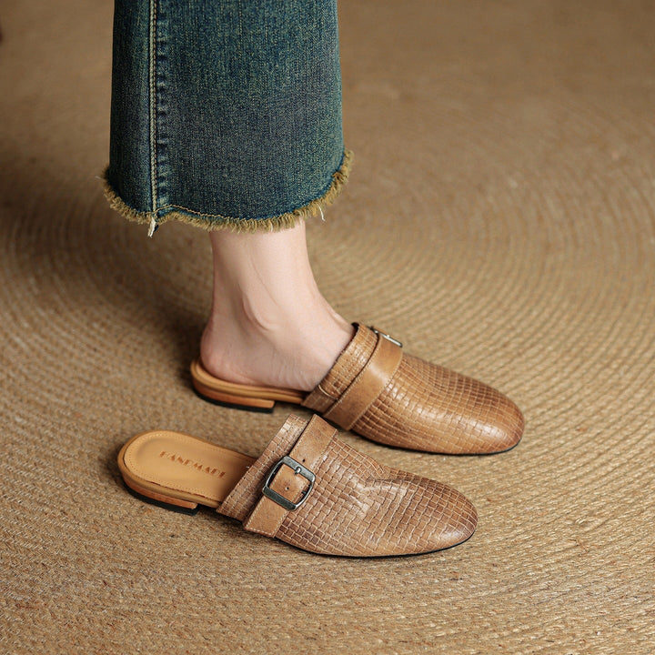 Angela | Woven Mules with Buckle