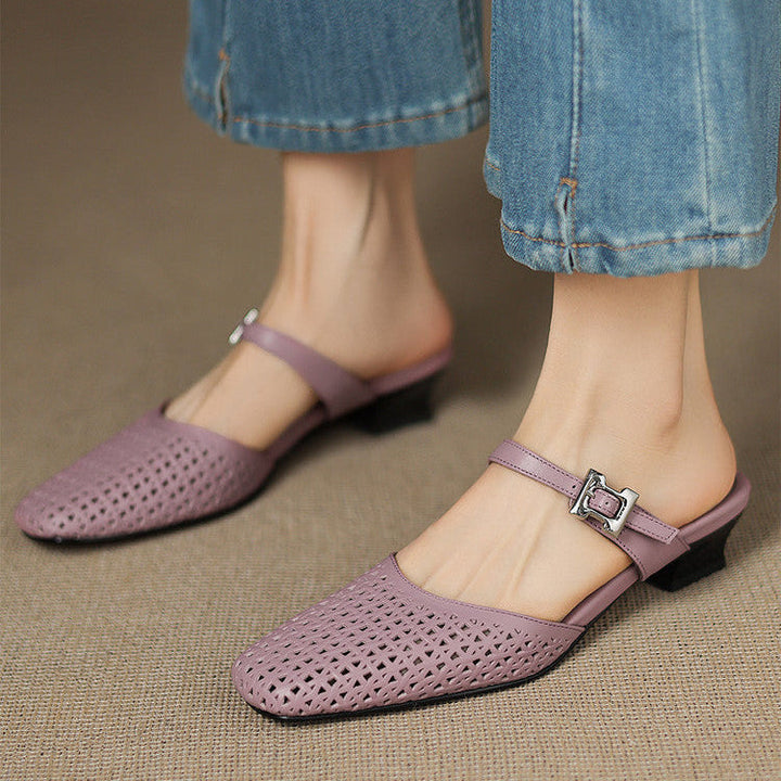 Lou | Perforated Mules with Strap