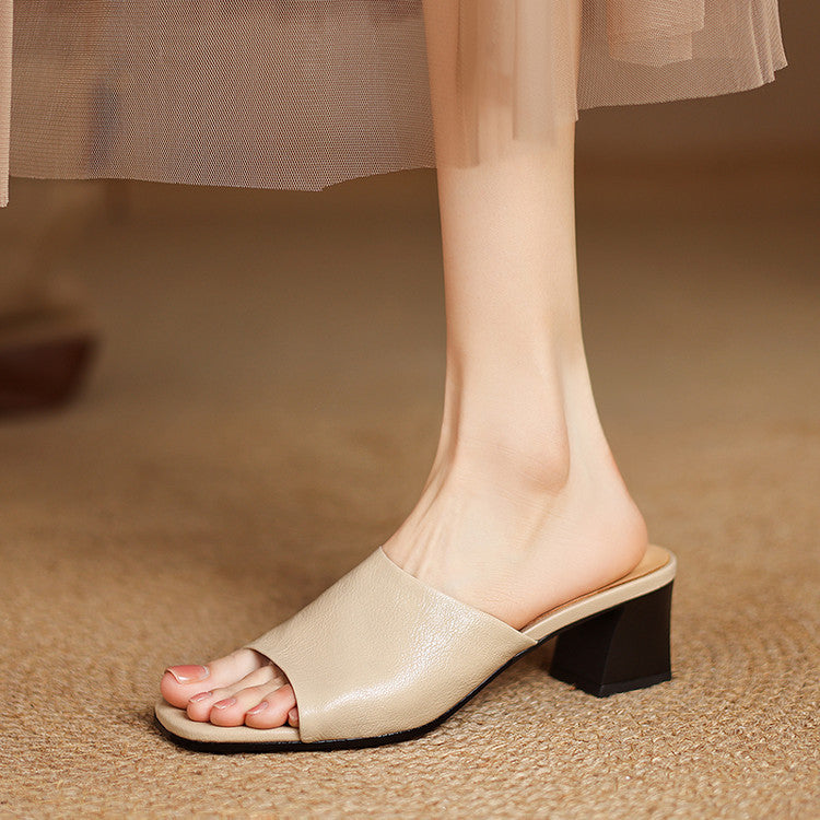 Julia | Open Toe Mules with Heel