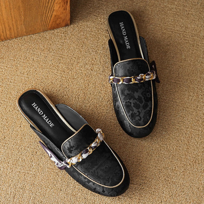 Marisa | Mule Loafers with Decorative Chain