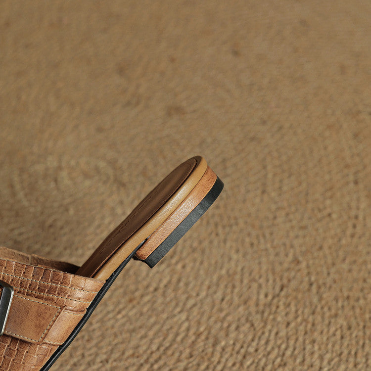 Angela | Woven Mules with Buckle
