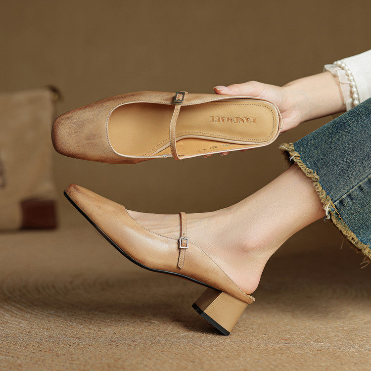 Italy | Square Toe Mary Jane Mules