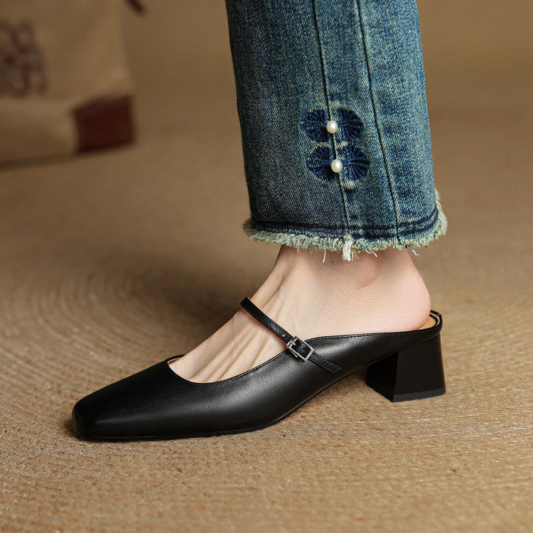 Italy | Square Toe Mary Jane Mules