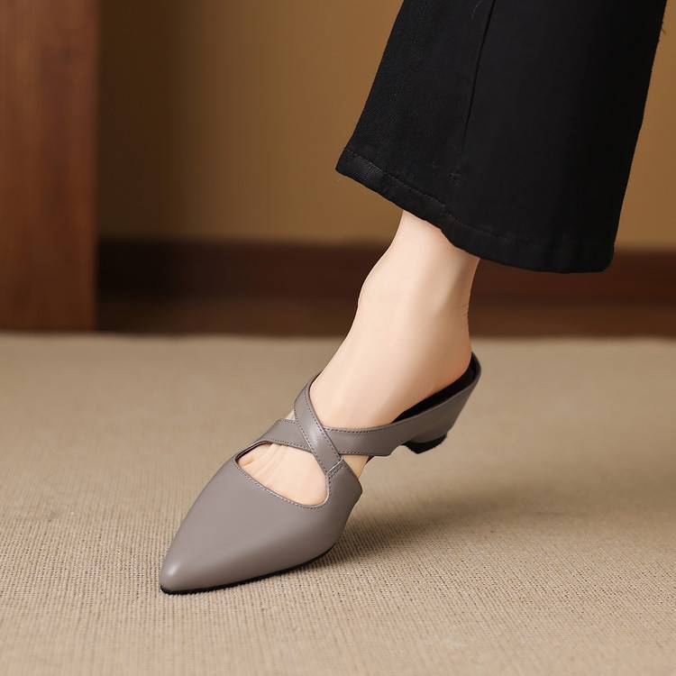 Ericka | Pointed Mules with Straps