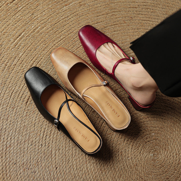 Italy | Square Toe Mary Jane Mules