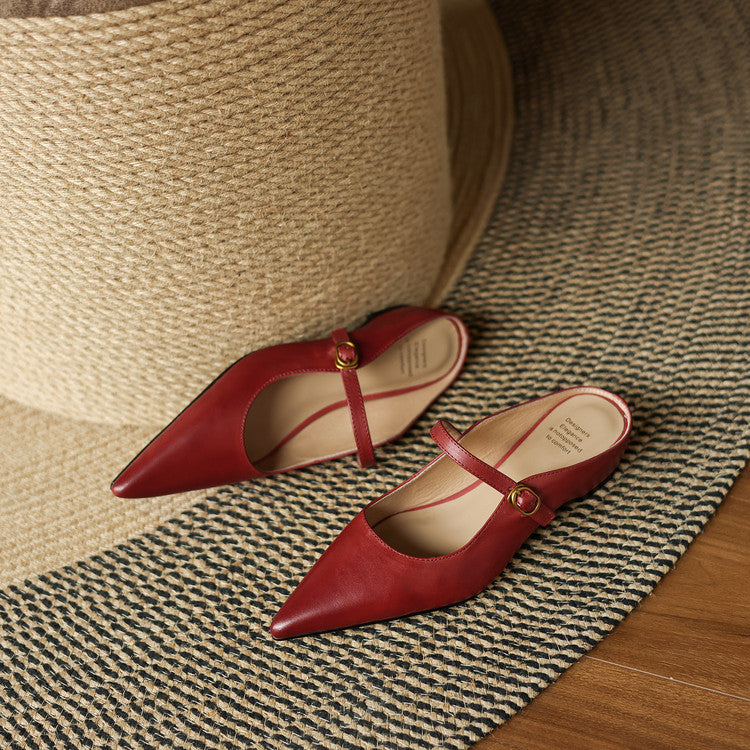 Luna | Mary Jane Mules with Pointed Toe