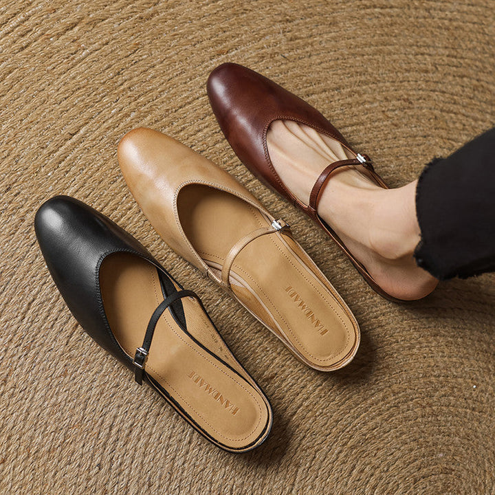 Bianca | Mary Jane Mules with Almond Toe