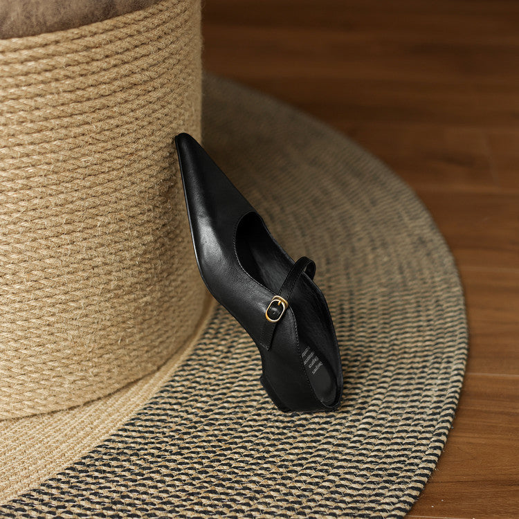 Luna | Mary Jane Mules with Pointed Toe