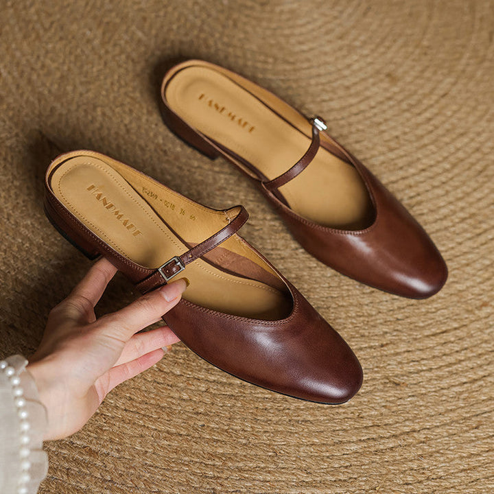 Bianca | Mary Jane Mules with Almond Toe
