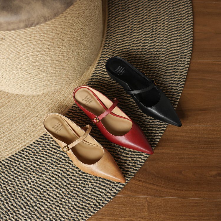 Luna | Mary Jane Mules with Pointed Toe