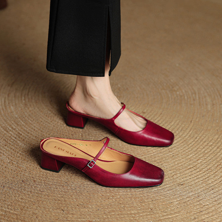 Italy | Square Toe Mary Jane Mules