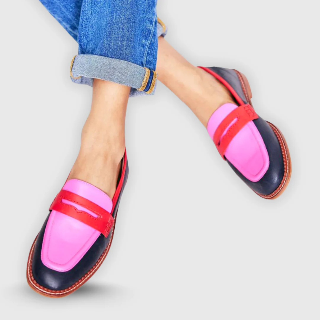 Lunessa | Black loafers with colourful accents