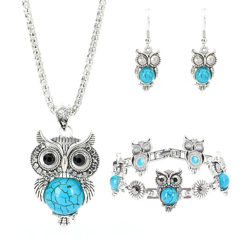 Turquoise Owl Wisdom Jewellery Set
