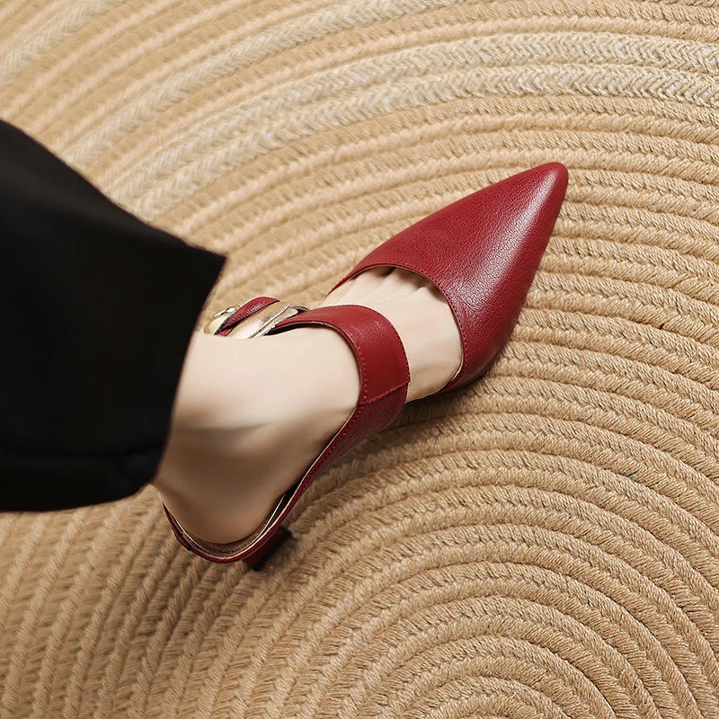 Alexis | Pointed Mules with Rose