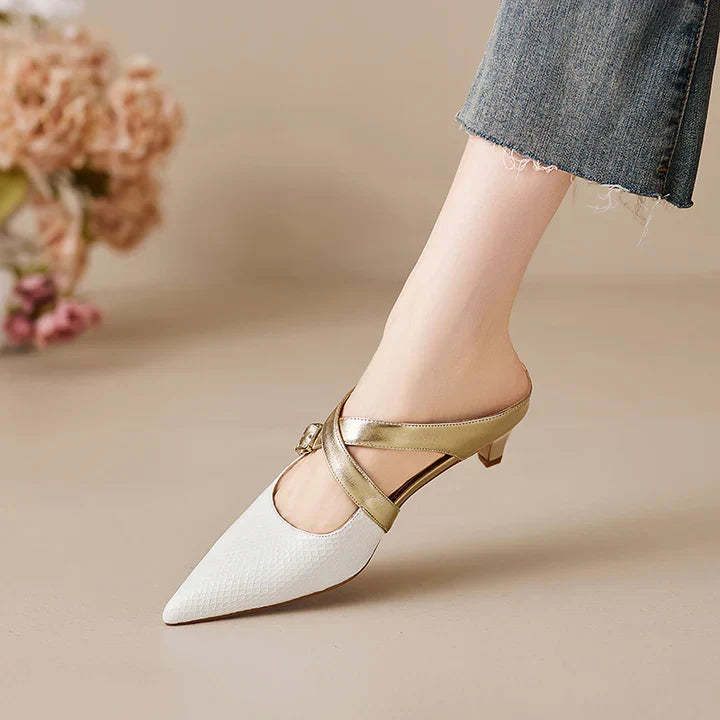 Ludovica | Pointed Mules with Crossed Straps