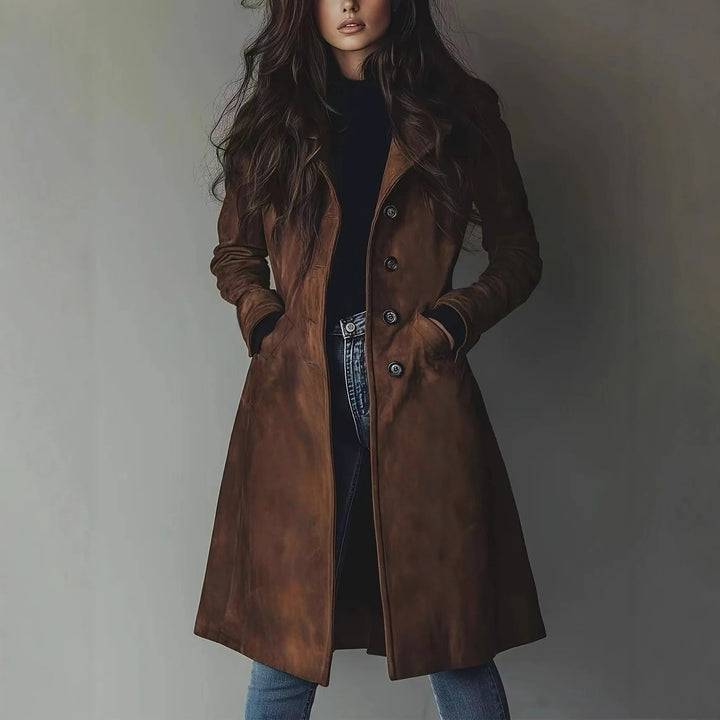 Cordelia | Turned-Collar Longline Trench Coat