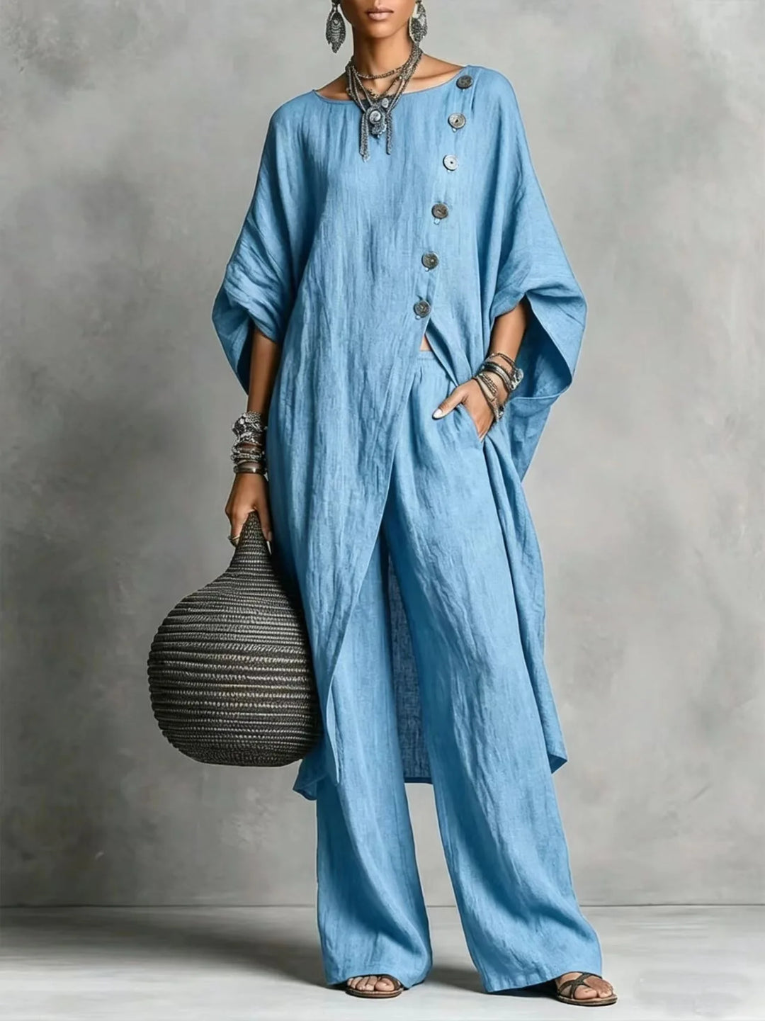 Romy | Two-Piece Tunic and Wide Trousers Set