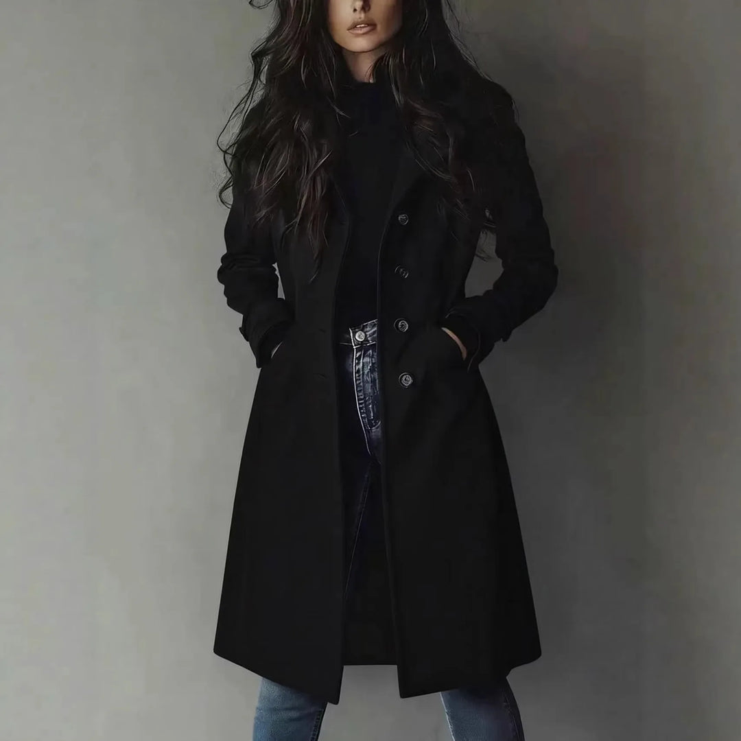 Cordelia | Turned-Collar Longline Trench Coat