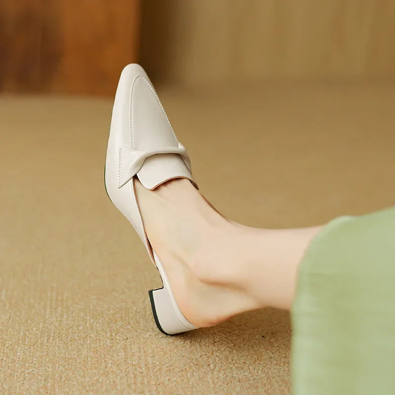 Marcella | Pointed Mules with Bow