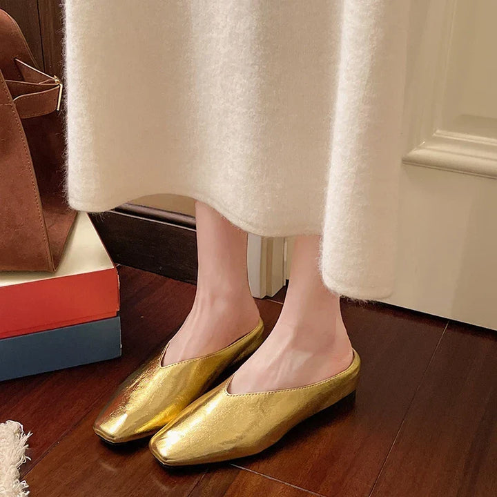 Beatrice | Metallic Mules with Square Toe