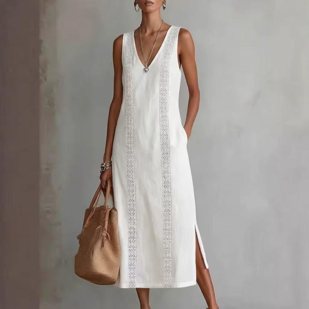 Simone | Halter Neck Maxi Dress with Side Slit